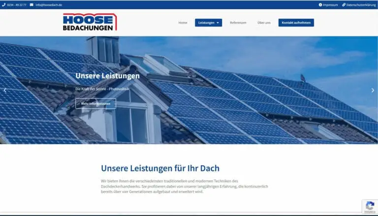 Webseite für Handwerker zum Festpreis 6 hoosedach.de